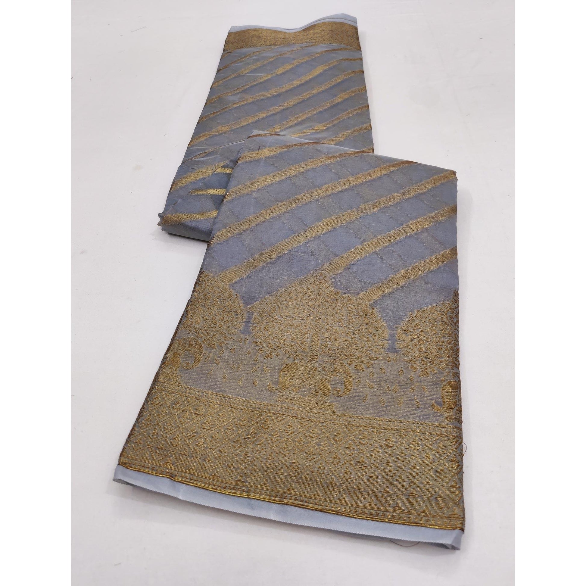 Grey Woven Organza Saree