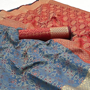 Grey Woven Patola Art Silk Saree