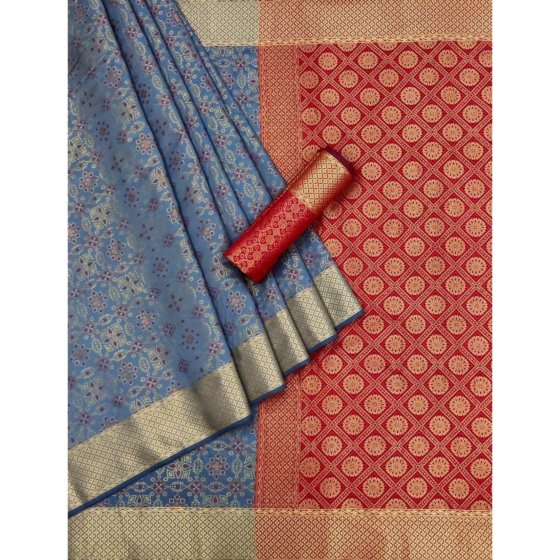 Grey Woven Patola Art Silk Saree