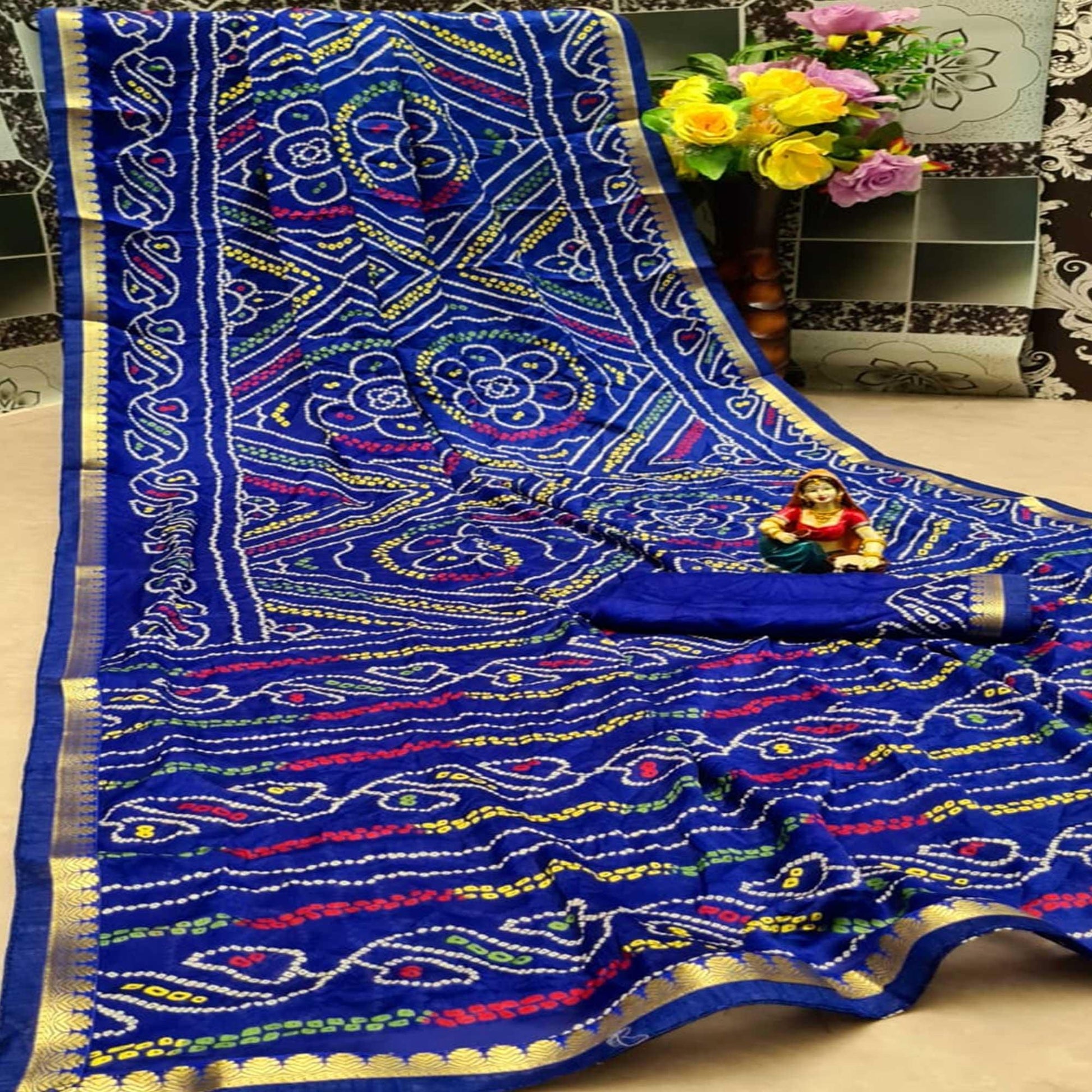 Groovy Blue Colored Festive Wear Woven Moss Georgette Saree