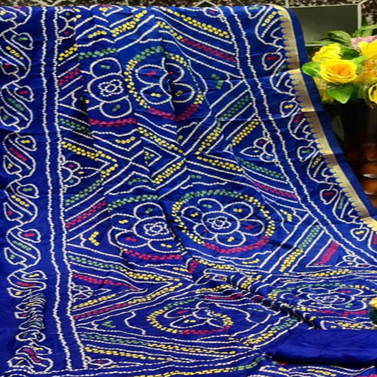 Groovy Blue Colored Festive Wear Woven Moss Georgette Saree