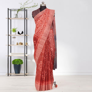 Groovy Burgundy Coloured Casual Wear Printed Linen Saree