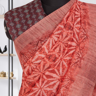 Groovy Burgundy Coloured Casual Wear Printed Linen Saree