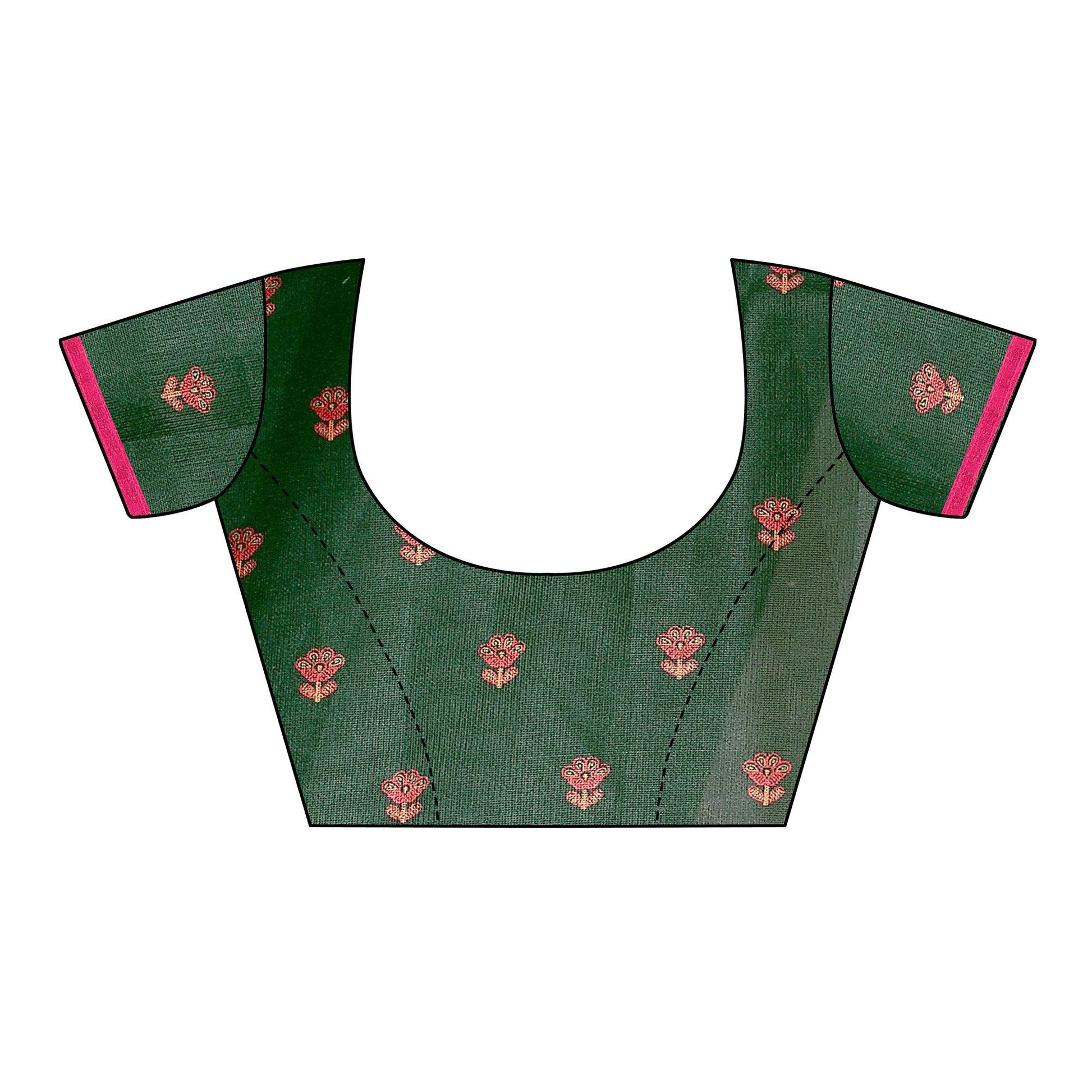 Groovy Dark Green Colored Festive Wear Woven Linen Silk Saree