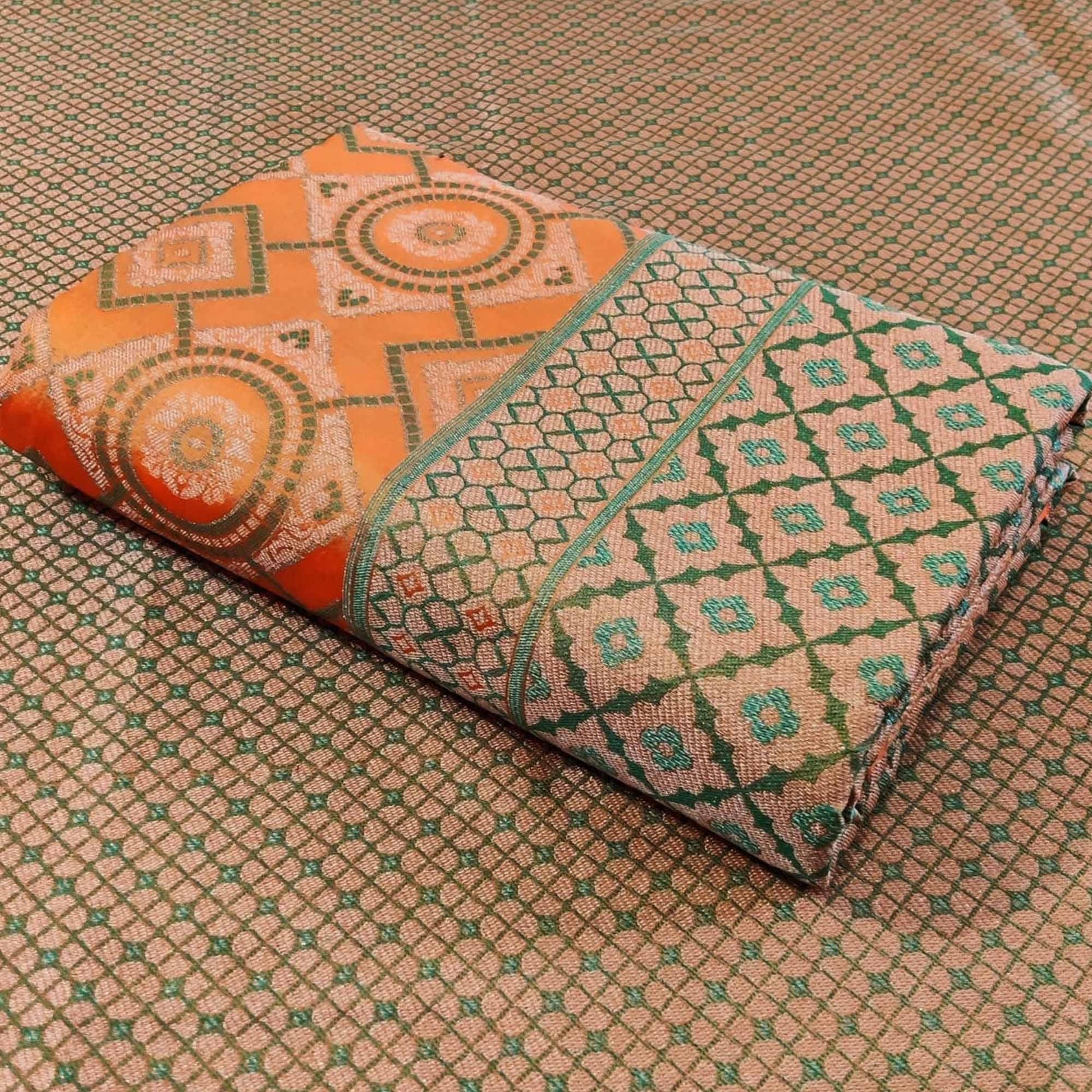 Groovy Mango Orange Colored Festive Wear Woven Patola Silk Saree