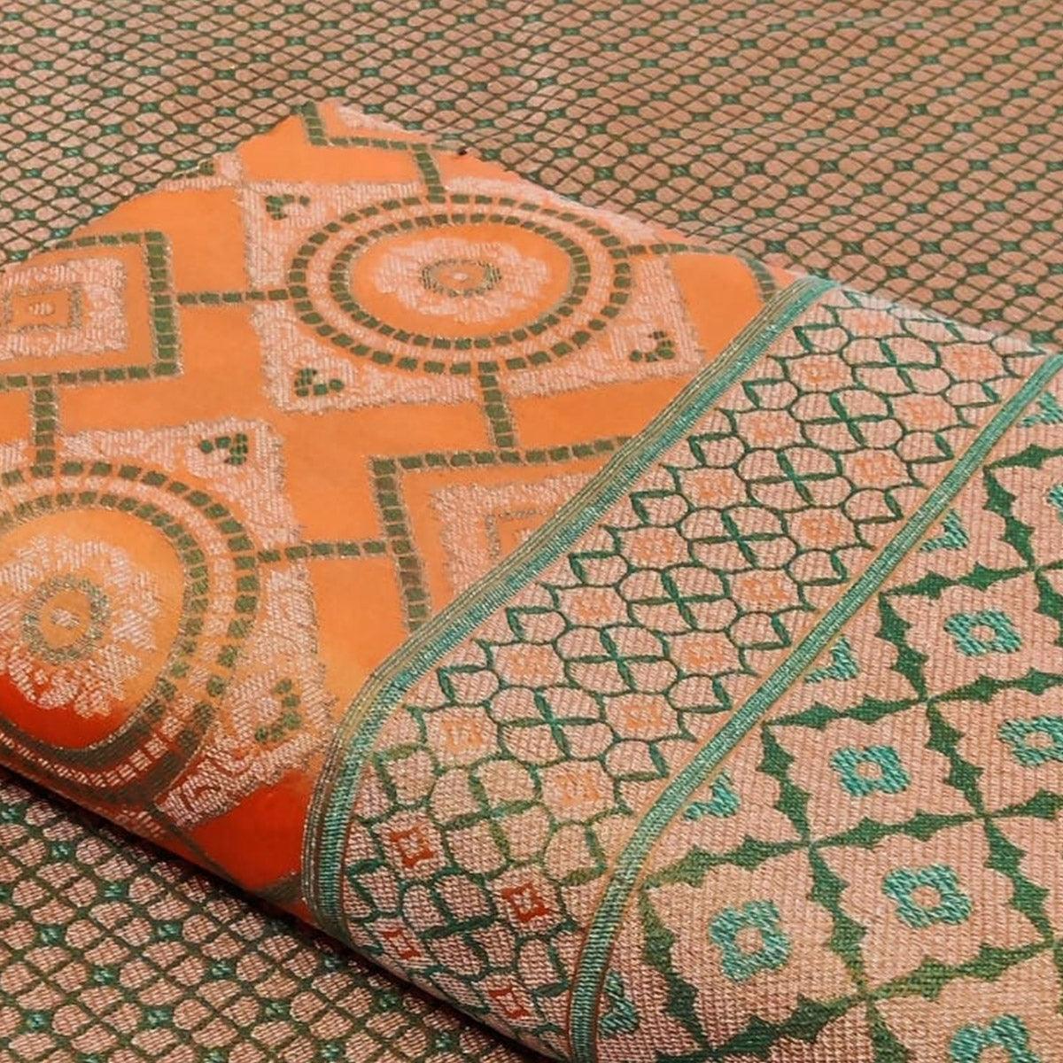 Groovy Mango Orange Colored Festive Wear Woven Patola Silk Saree