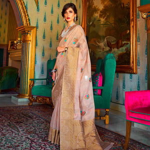 Groovy Mauve Coloured Festive Wear Woven Multi Slub Soft Silk Saree