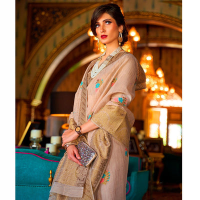 Groovy Mauve Coloured Festive Wear Woven Multi Slub Soft Silk Saree