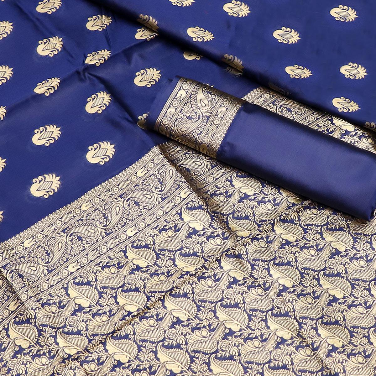 Groovy Navy Blue Colored Festive Wear Woven Kota Art Silk Banarasi Saree