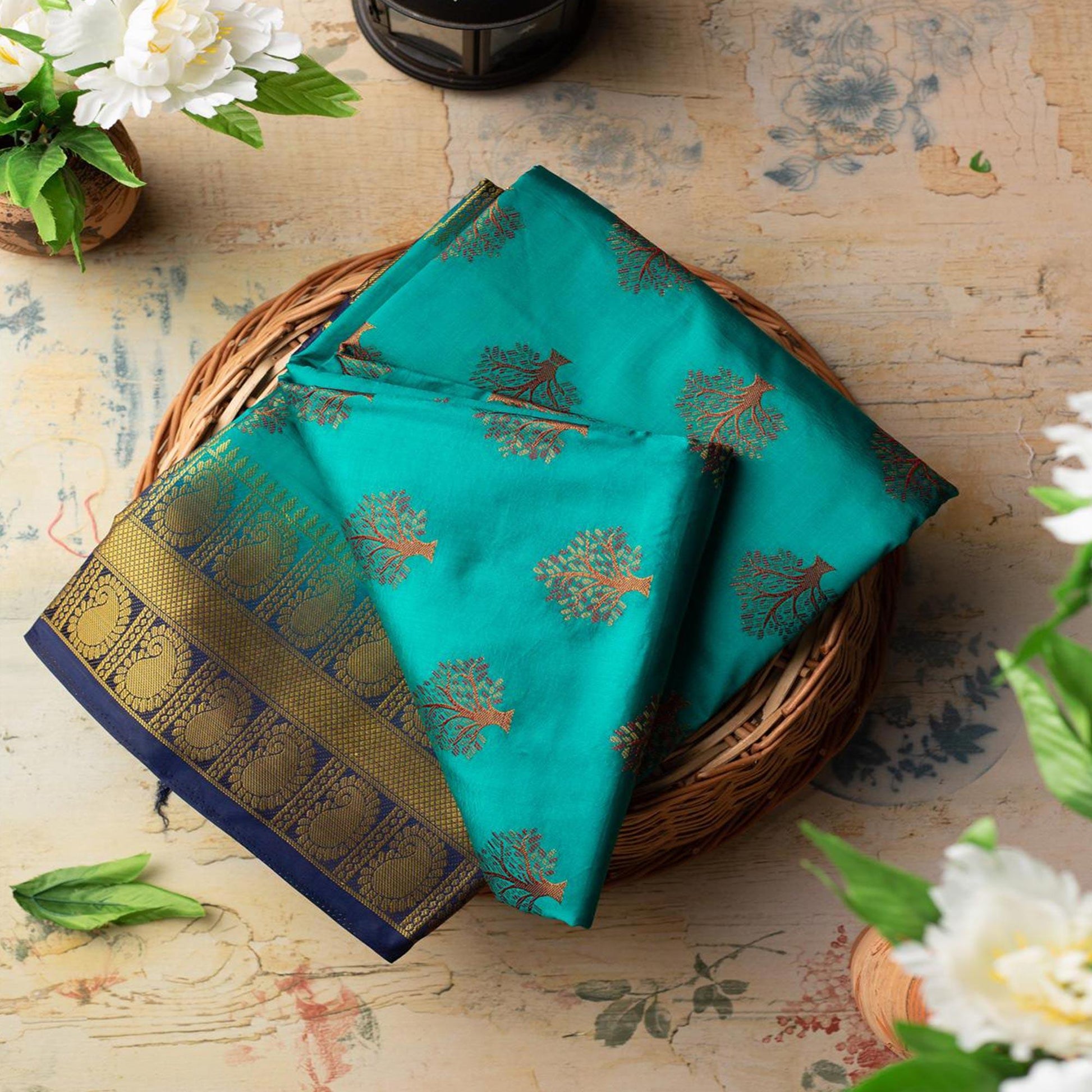 Groovy Rama Colored Festive Wear Woven Art Silk Saree
