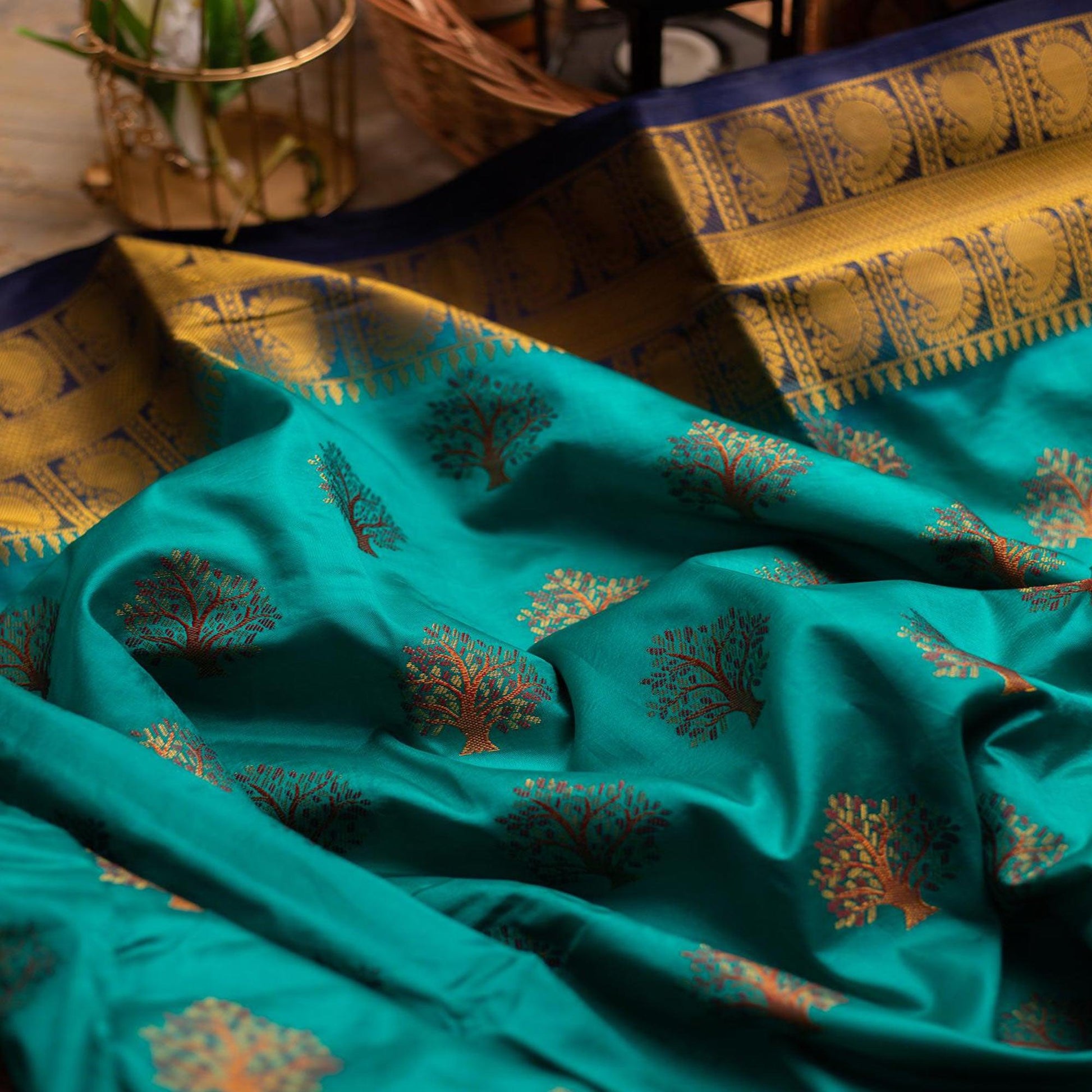 Groovy Rama Colored Festive Wear Woven Art Silk Saree
