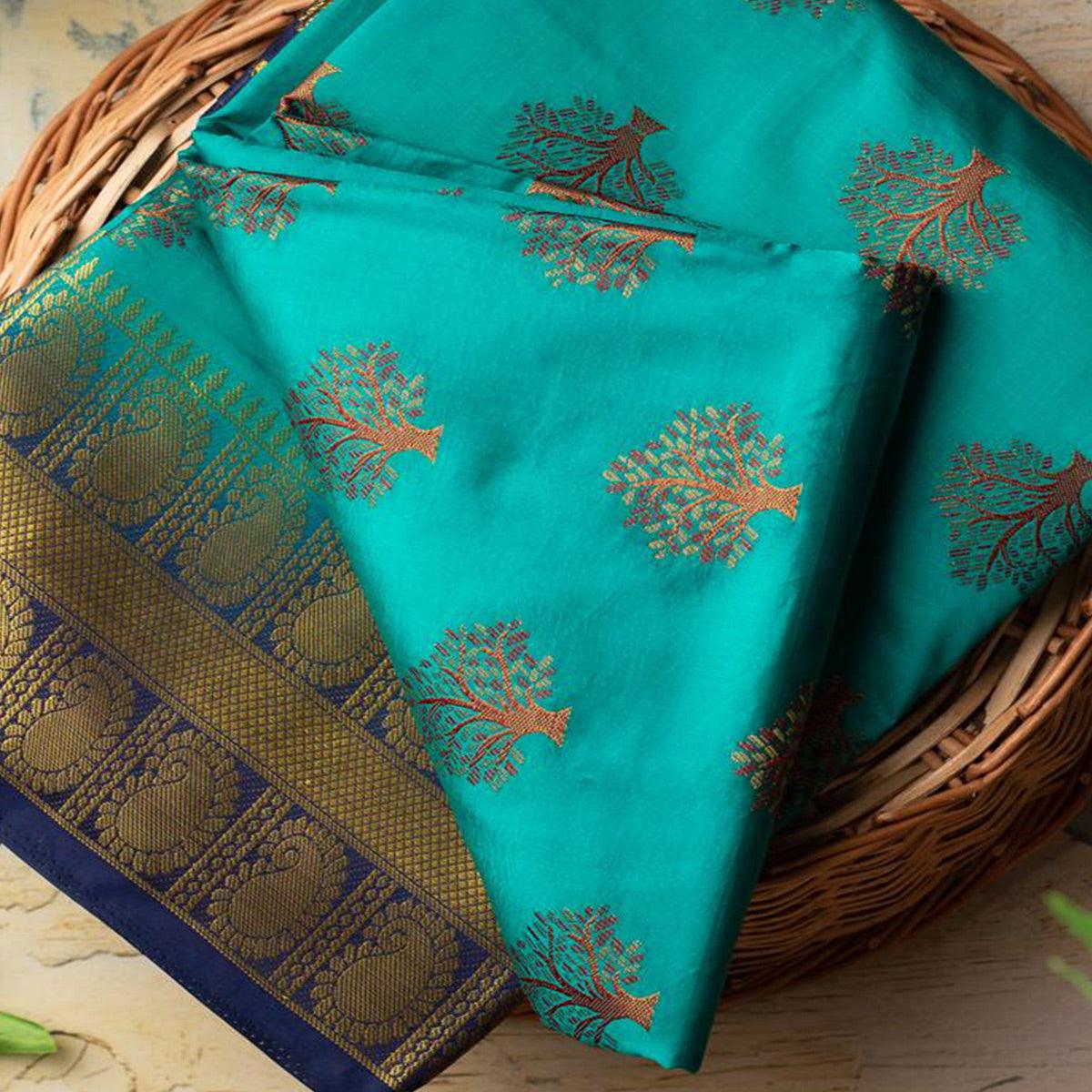 Groovy Rama Colored Festive Wear Woven Art Silk Saree