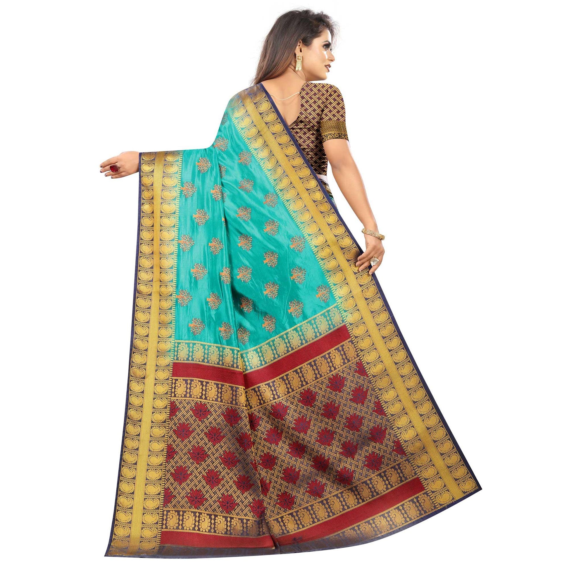 Groovy Rama Colored Festive Wear Woven Art Silk Saree