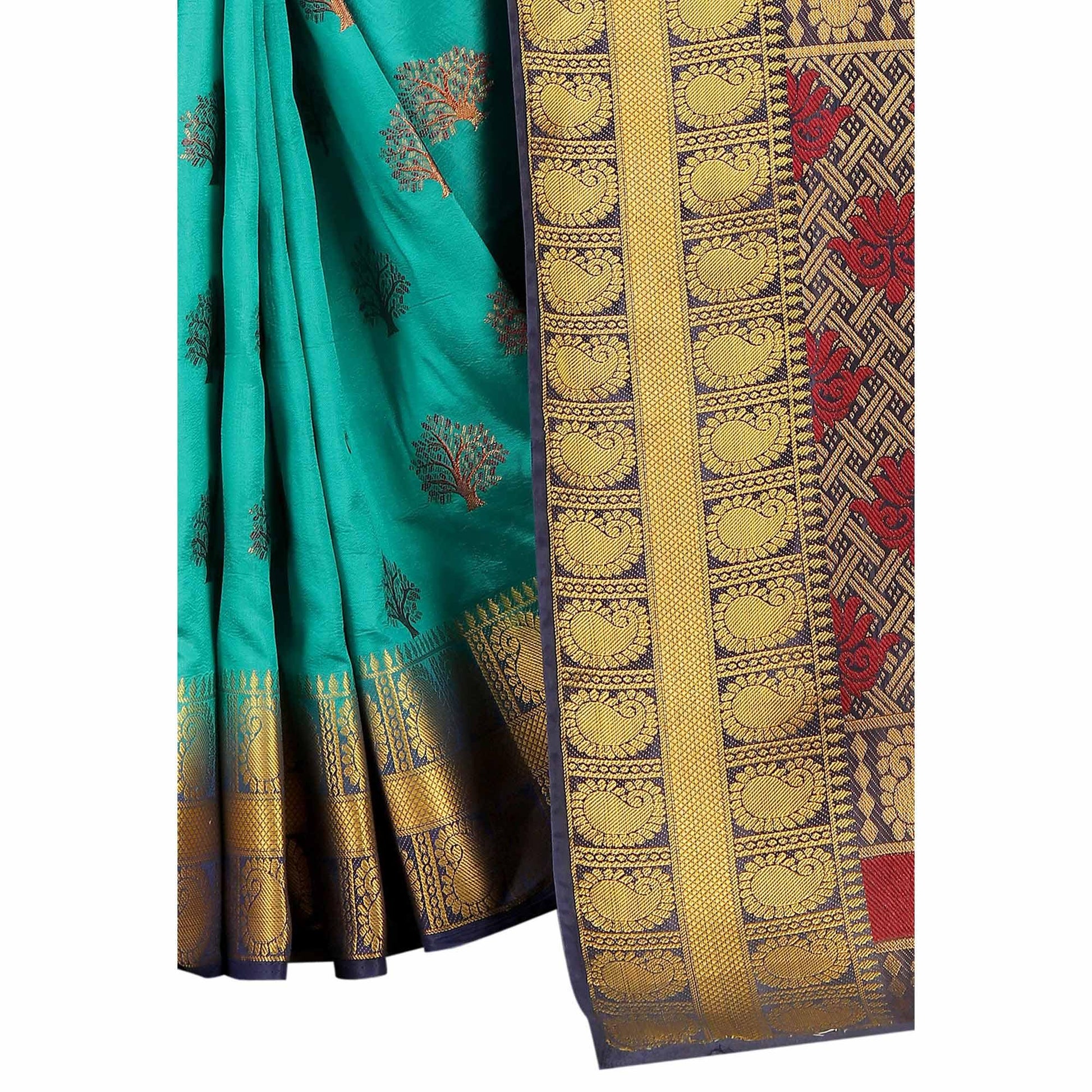 Groovy Rama Colored Festive Wear Woven Art Silk Saree
