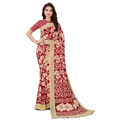 Groovy Red Colored Casual Wear Printed Georgette Saree