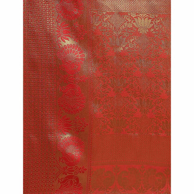 Groovy Teal Green - Red Colored Festive Wear Woven Silk Blend Saree
