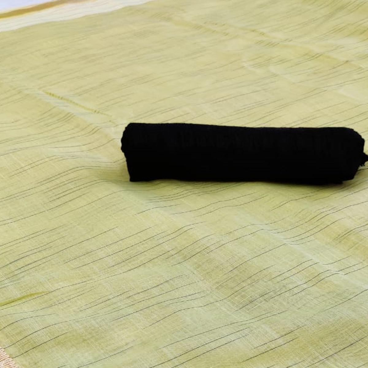 Groovy Yellow Colored Casual Wear Solid Cotton Saree
