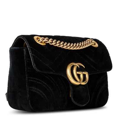 Gucci GG Marmont Velvet Black Small Shoulder Bag