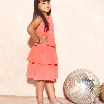 Peach western party wear dress-Peach-38