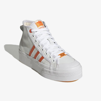 Adidas Originals | NIZZA PLATFORM MID VEGAN  { WHITE/BLISS ORANGE