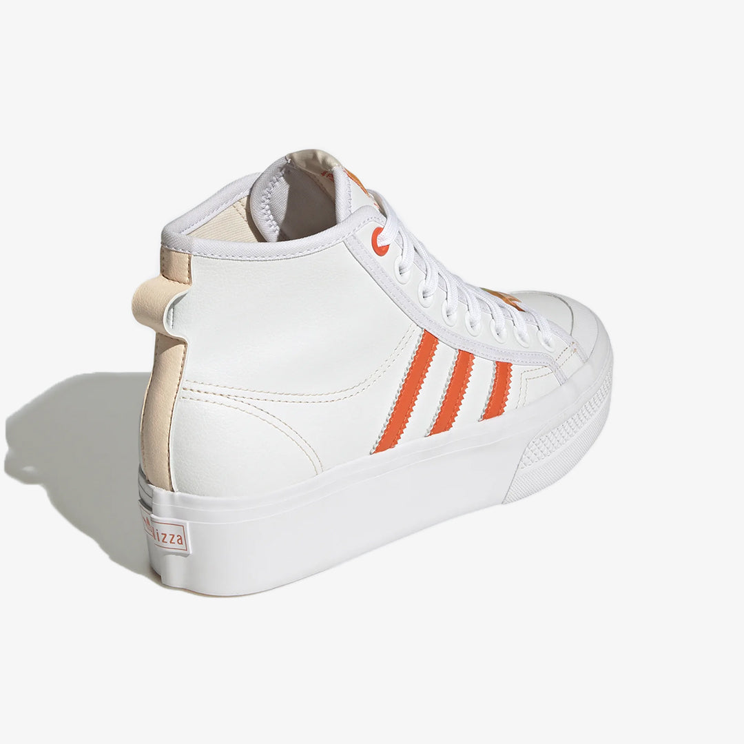 Adidas Originals | NIZZA PLATFORM MID VEGAN  { WHITE/BLISS ORANGE