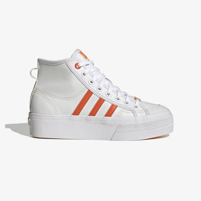 Adidas Originals | NIZZA PLATFORM MID VEGAN  { WHITE/BLISS ORANGE