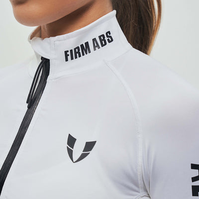 Half Zip Long Sleeve Top - White