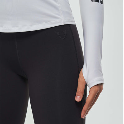 Half Zip Long Sleeve Top - White