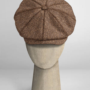 Harris Tweed Irish Brown Herringbone Newsboy Cap