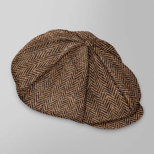 Harris Tweed Irish Brown Herringbone Newsboy Cap