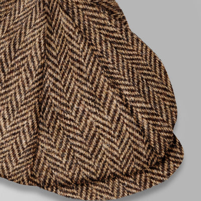 Harris Tweed Irish Brown Herringbone Newsboy Cap
