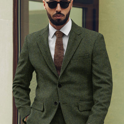 Harris Tweed Forest Green Herringbone Jacket
