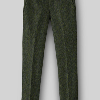Harris Tweed Forest Green Herringbone Pants