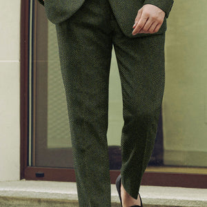 Harris Tweed Forest Green Herringbone Pants