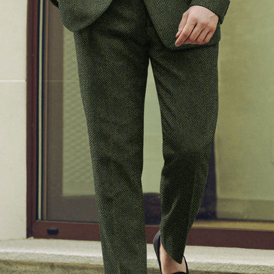 Harris Tweed Forest Green Herringbone Pants