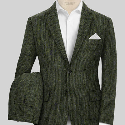 Harris Tweed Forest Green Herringbone Suit