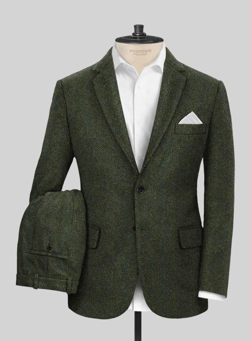 Harris Tweed Forest Green Herringbone Suit