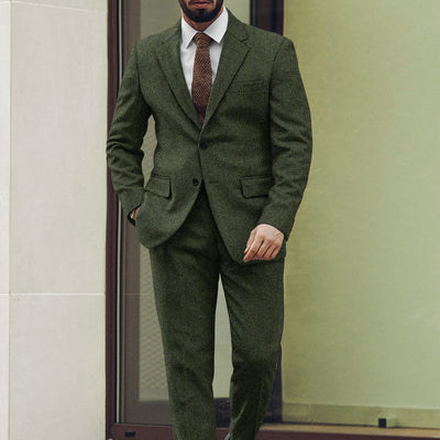 Harris Tweed Forest Green Herringbone Suit