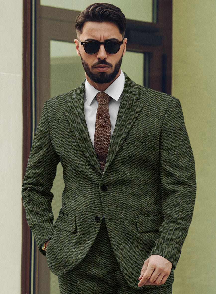 Harris Tweed Forest Green Herringbone Suit