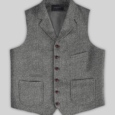 Harris Tweed Gray Chevron Hunting Vest