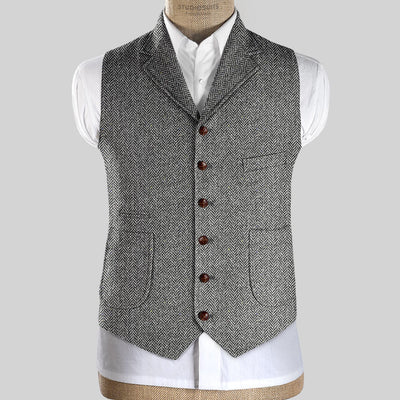 Harris Tweed Gray Chevron Hunting Vest