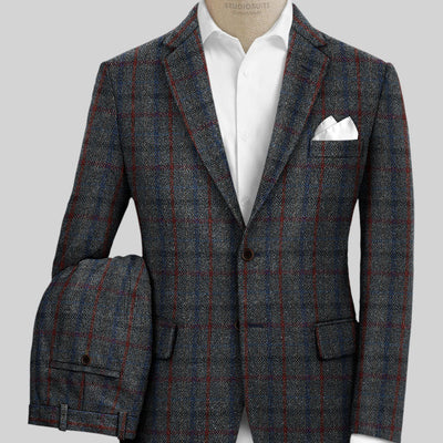 Harris Tweed Ice Blue Check Suit