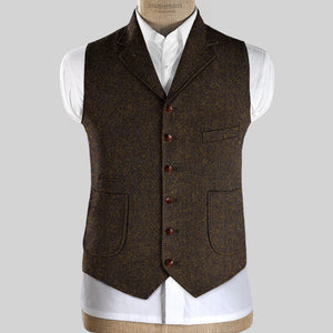 Harris Tweed Melange Dark Brown Hunting Vest