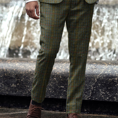 Harris Tweed Moss Green Houndstooth Pants