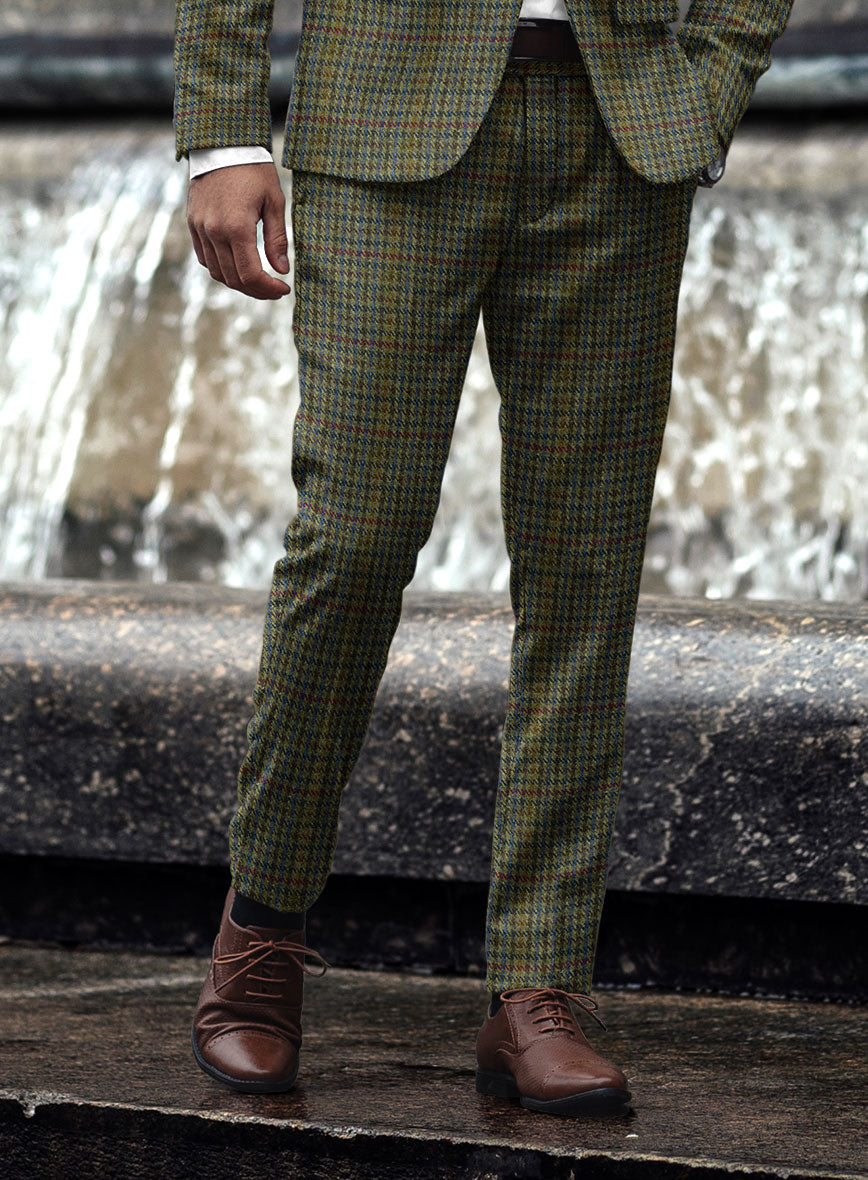 Harris Tweed Moss Green Houndstooth Pants