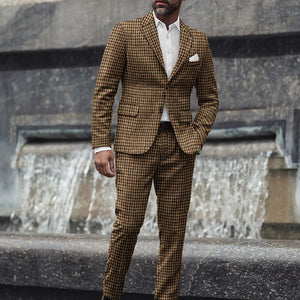 Harris Tweed Russet Houndstooth Suit