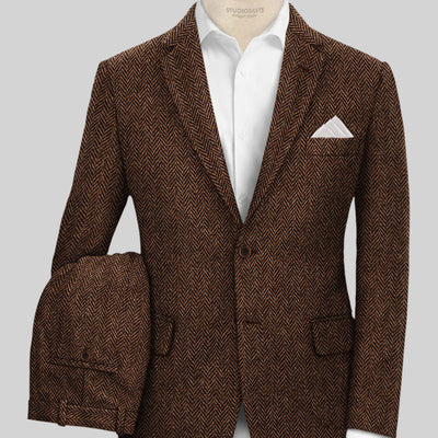 Harris Tweed Walnut Herringbone Suit