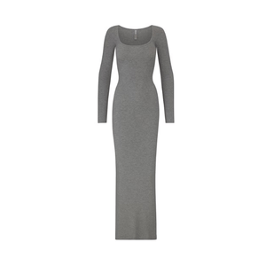 Skims Soft Lounge Long Sleeve Dress Heather Grey