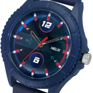 Helix Dark Blue Dial Leather Strap