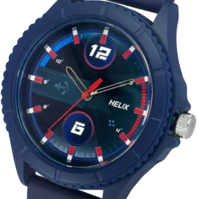 Helix Dark Blue Dial Leather Strap